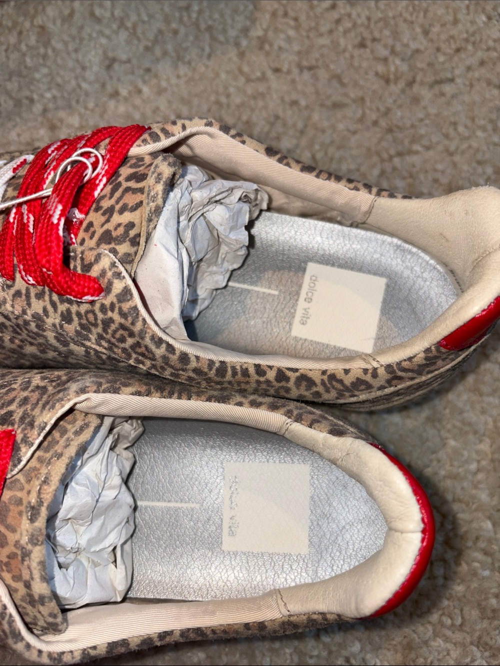 Dolce Vita Leopard Print Sneakers with Red Accents - Picture 6 of 10